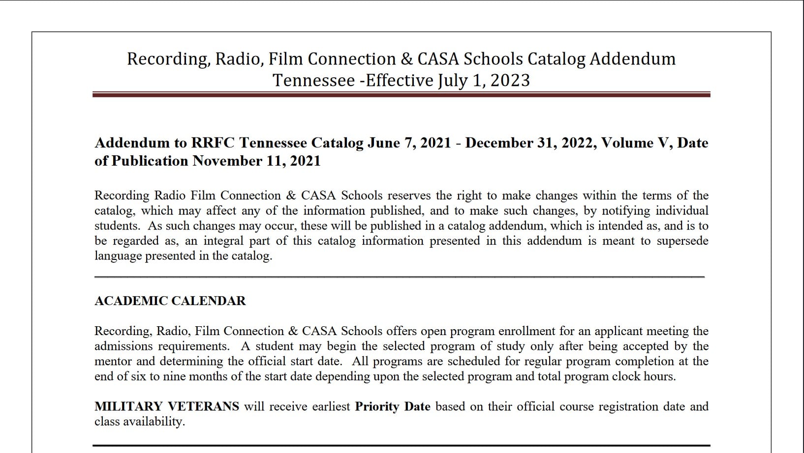 Catalog Tennessee 2023 Addendum