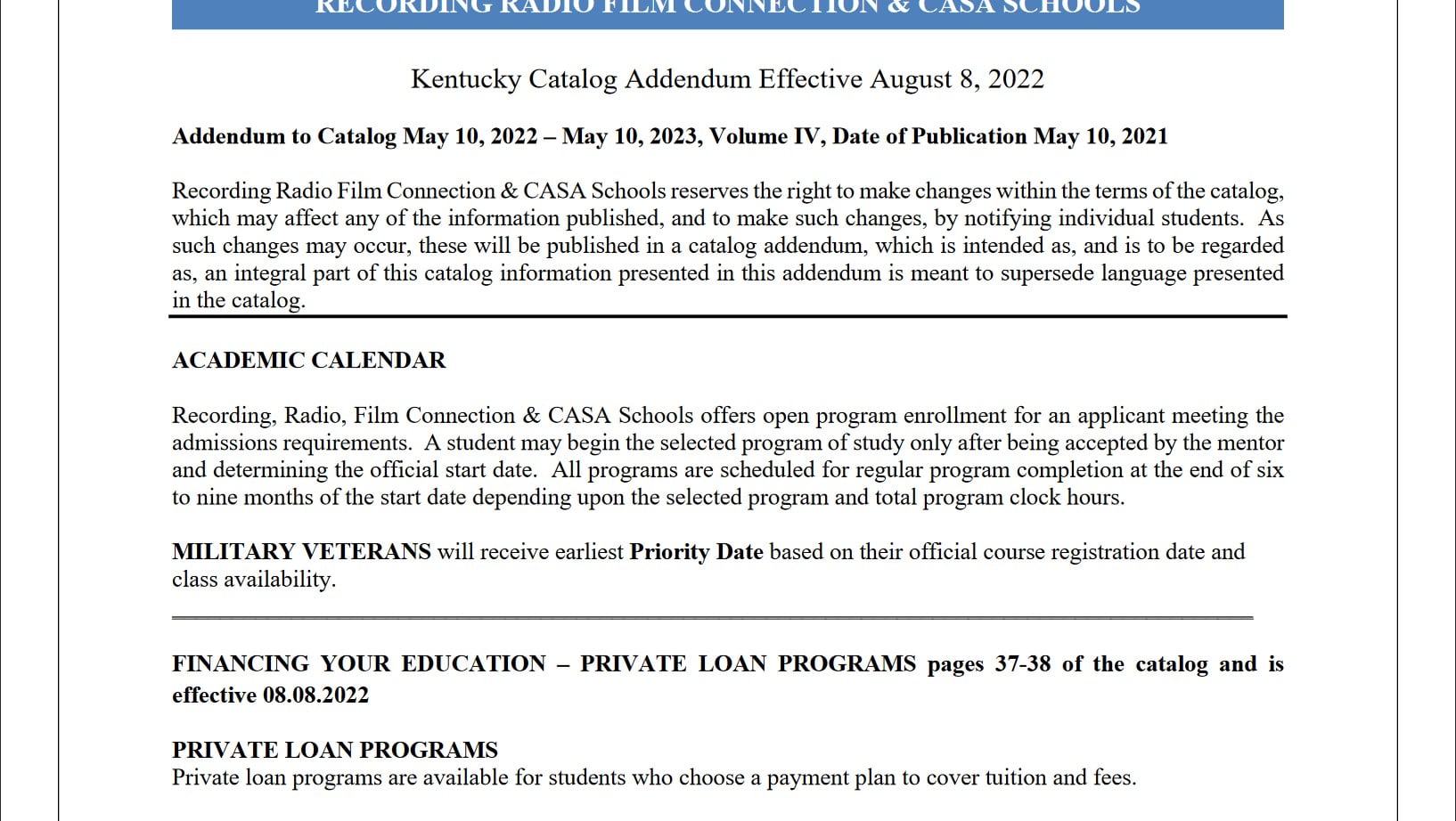 Kentucky Catalog Addendum 08.08.2022