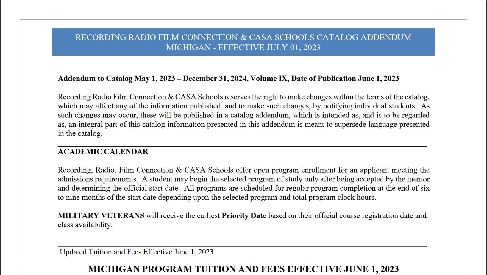 Michigan Addendum 07.01.2023