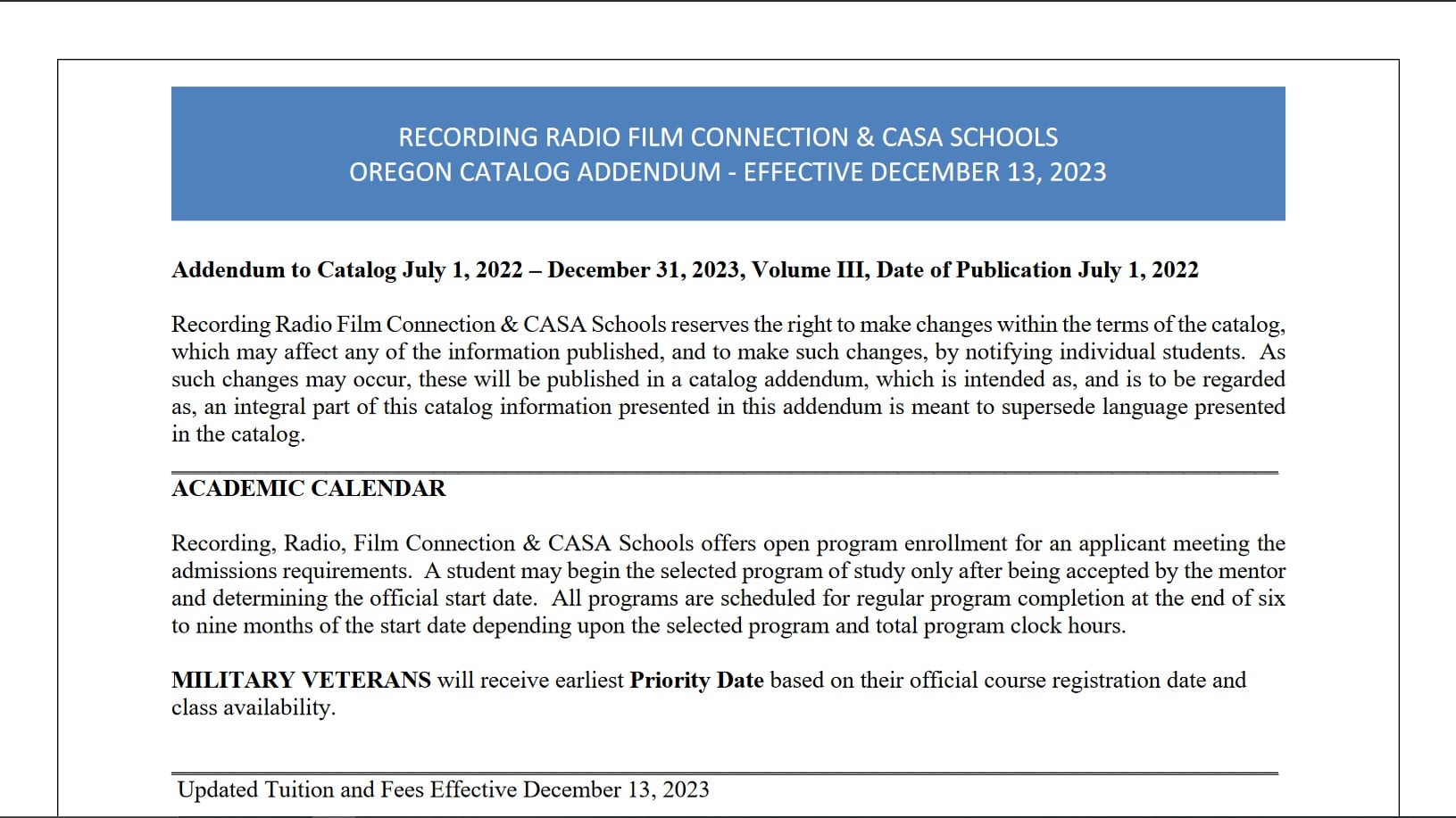 Oregon Addendum 12.13.2023