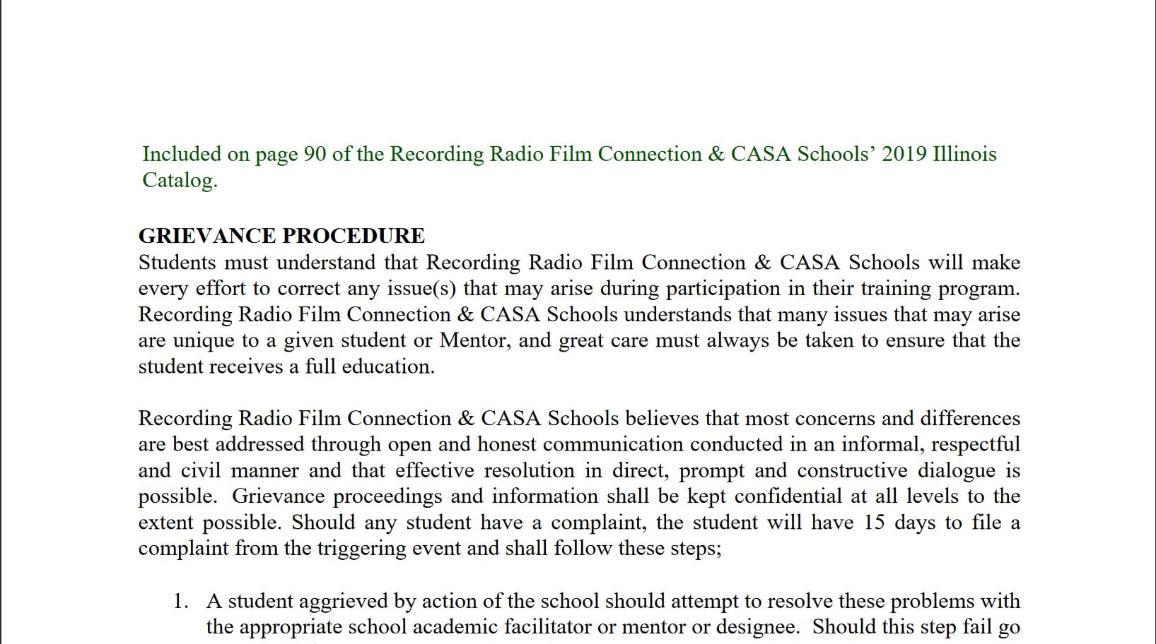 RRFC IL Grievance Procedure