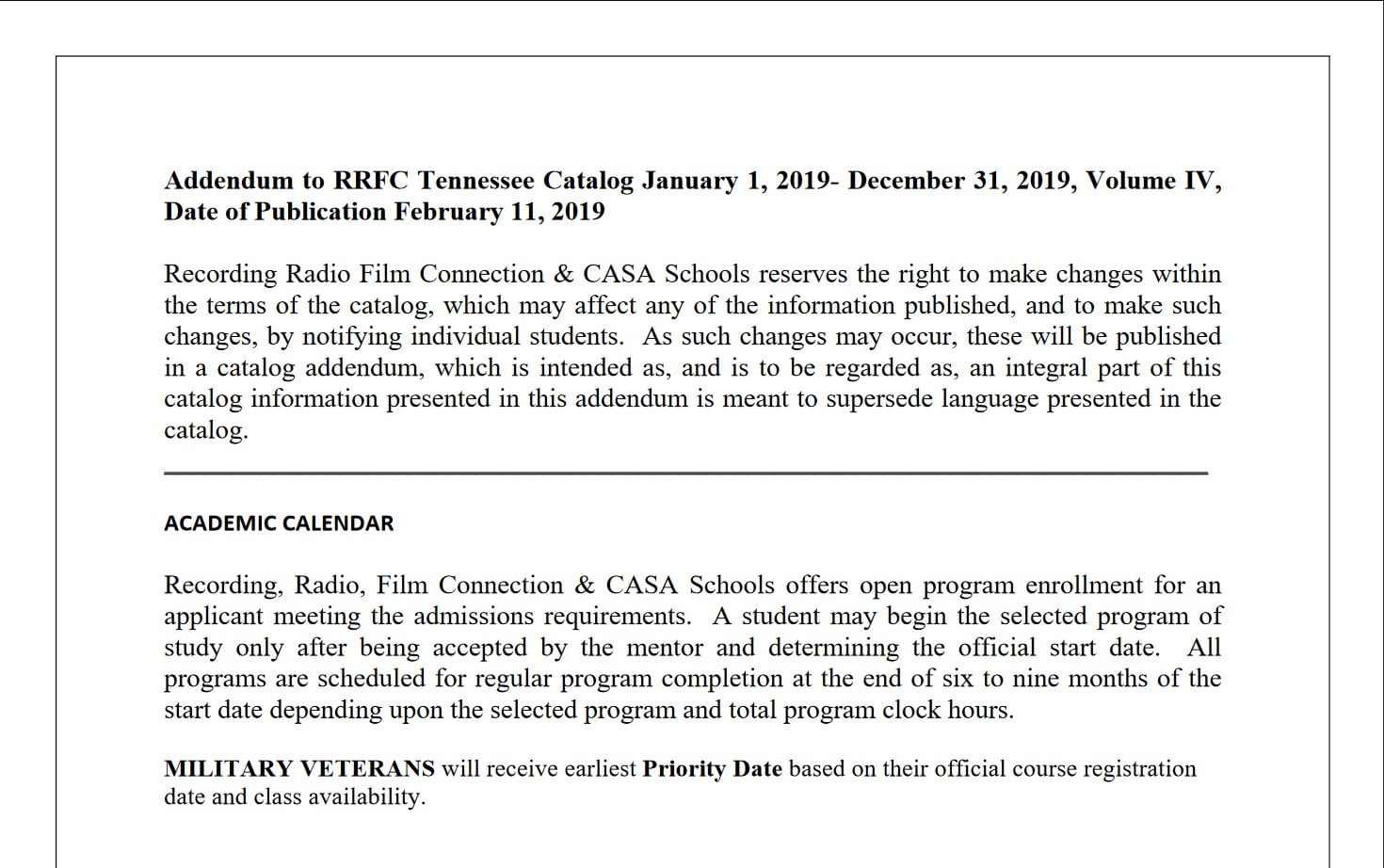 RRFC TN 2019 07 15 Catalog Addendum