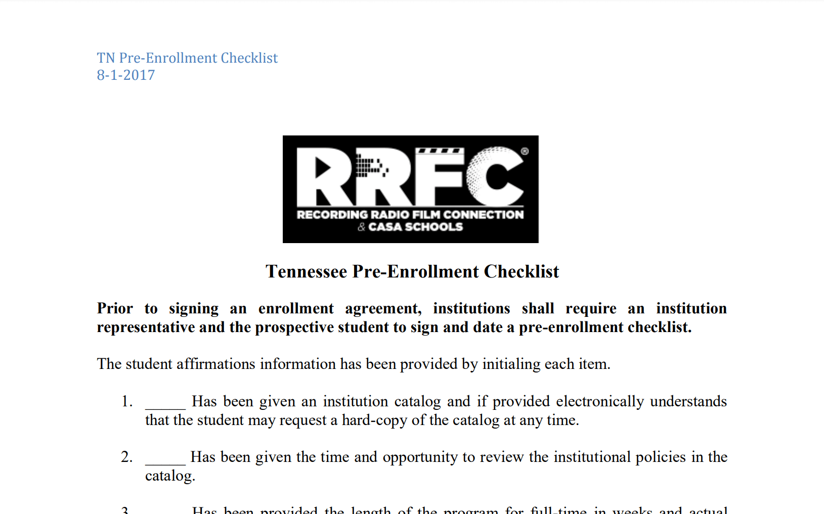 EnrollmentChecklist