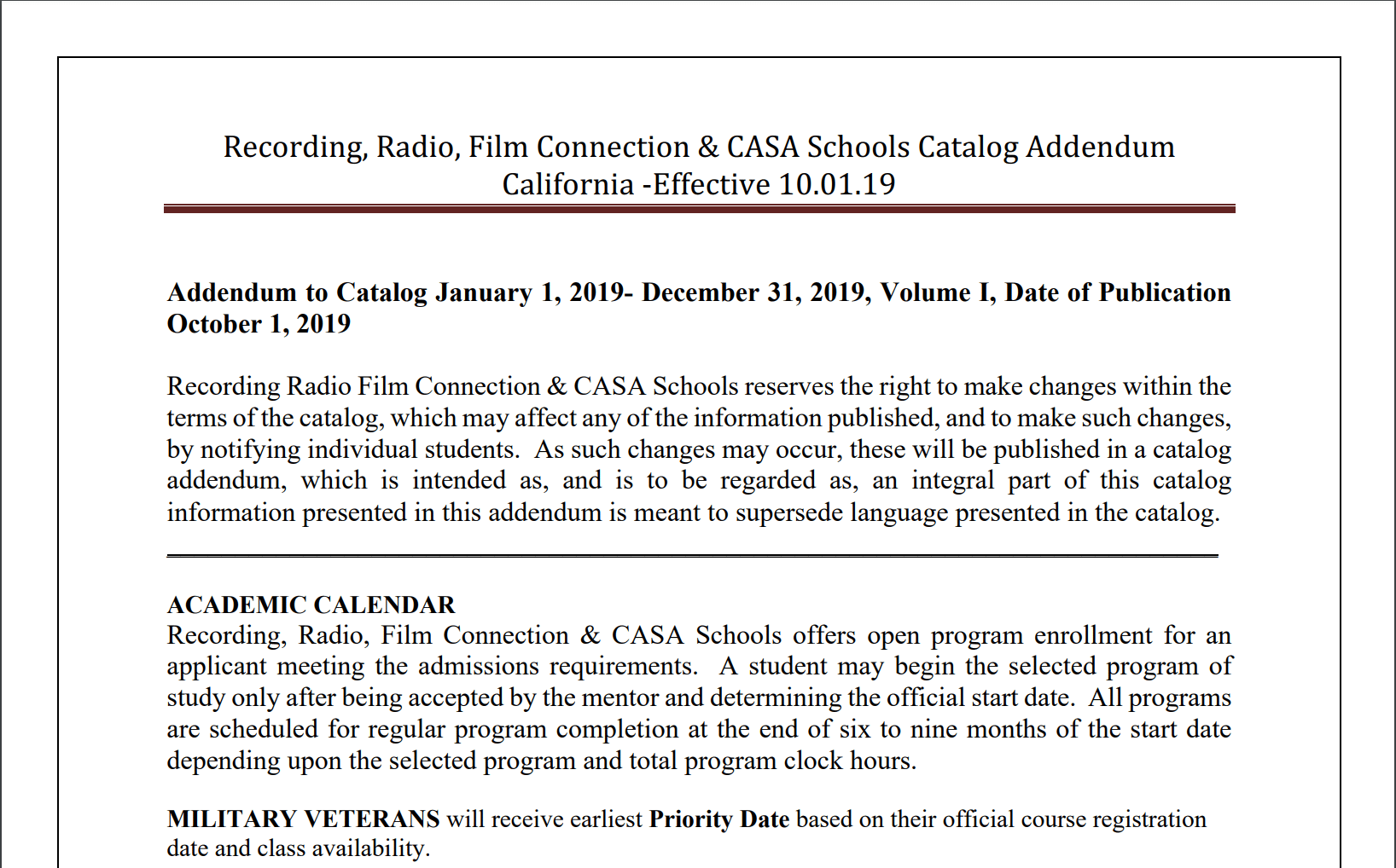 RecordingRadioFilmConnectionCASASchools2019CatalogAddendum10.1.2019