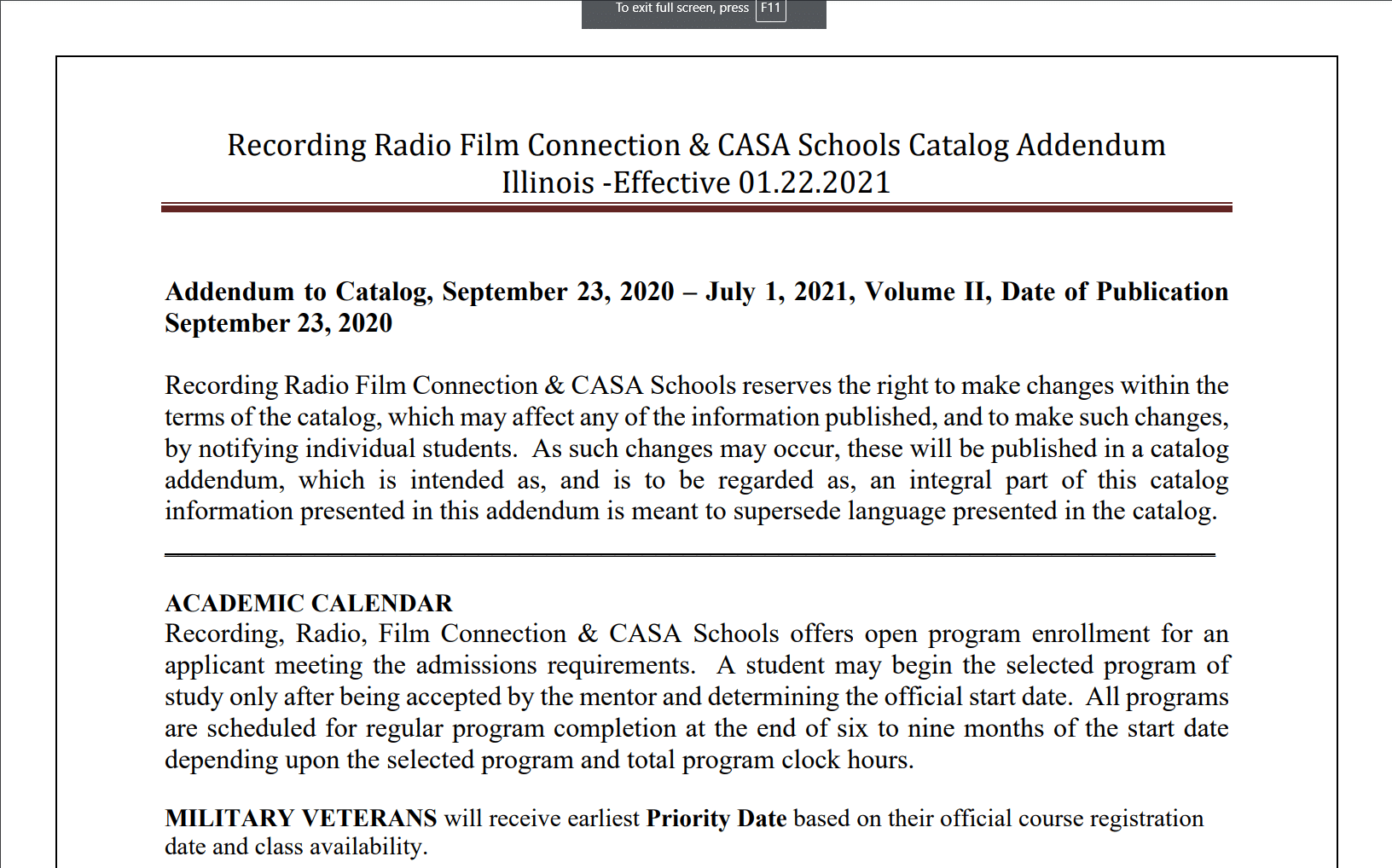 RecordingRadioFilmConnectionCASASchools9.23.2021CatalogAddendum