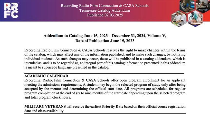 Catalog Tennesee Adendum 3.3.25
