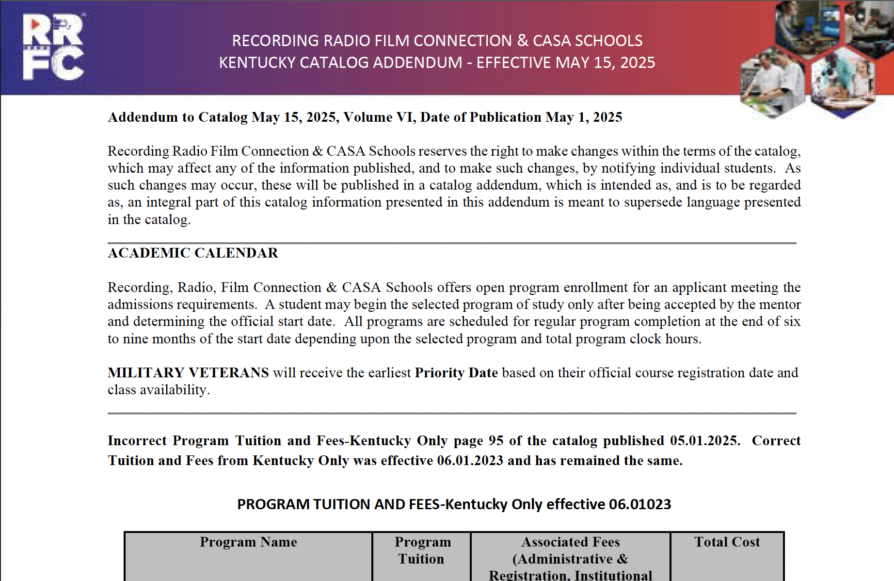Screenshot Recording Radio Film Connection CASA Schools Kentucky Addendum 5.15.2025