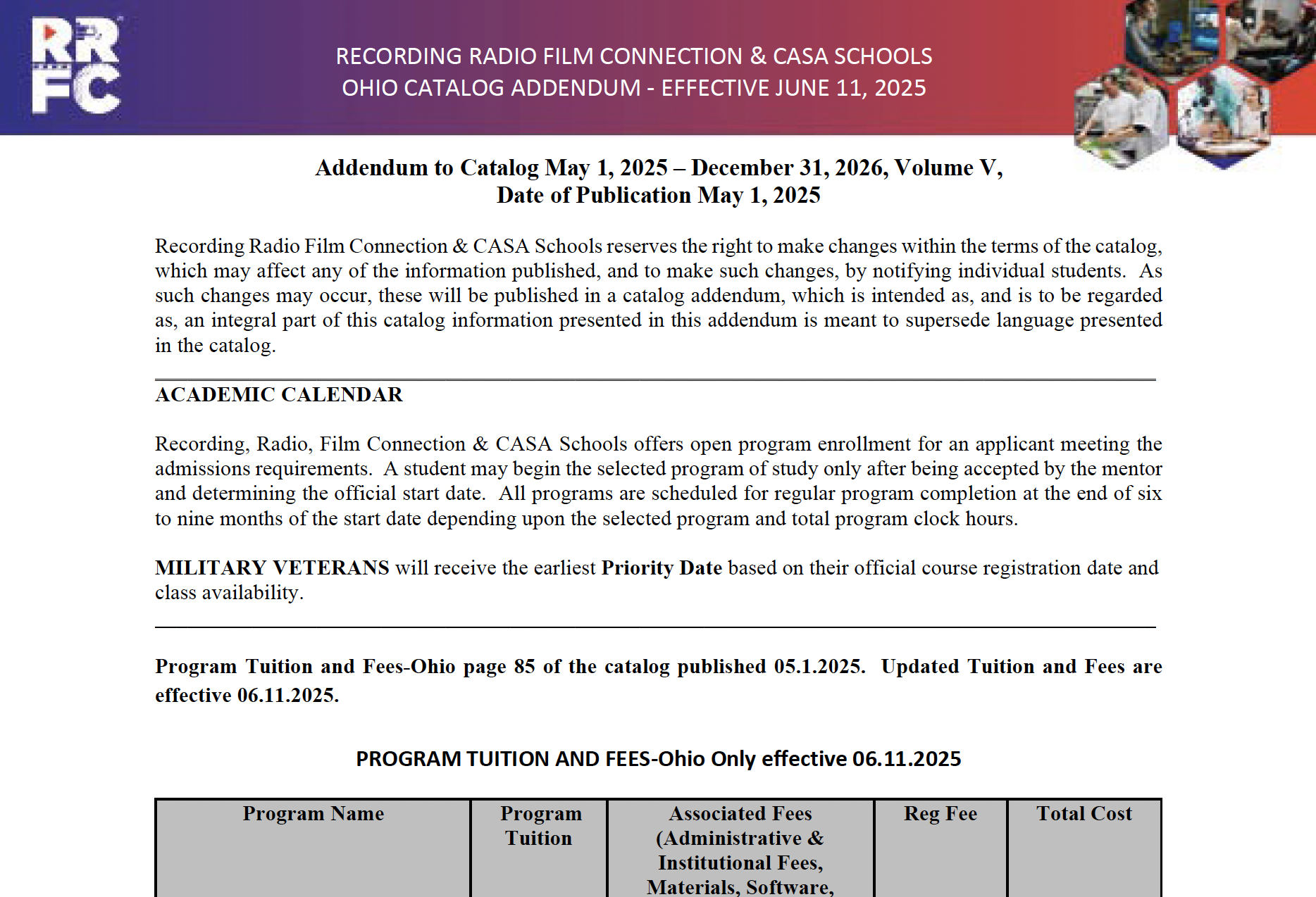 Screenshot Recording Radio Film Connection CASA Schools Ohio Addendum 6.11.2025