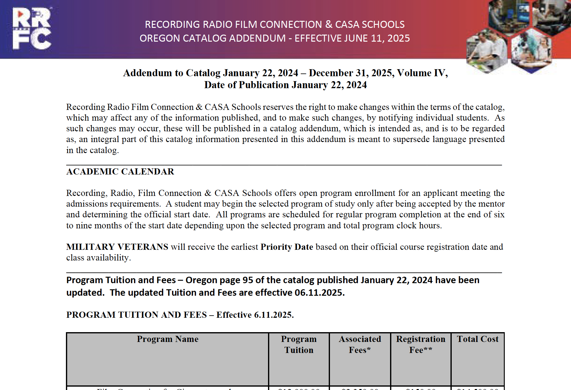 Screenshot Recording Radio Film Connection CASA Schools Oregon Addendum 6.11.2025