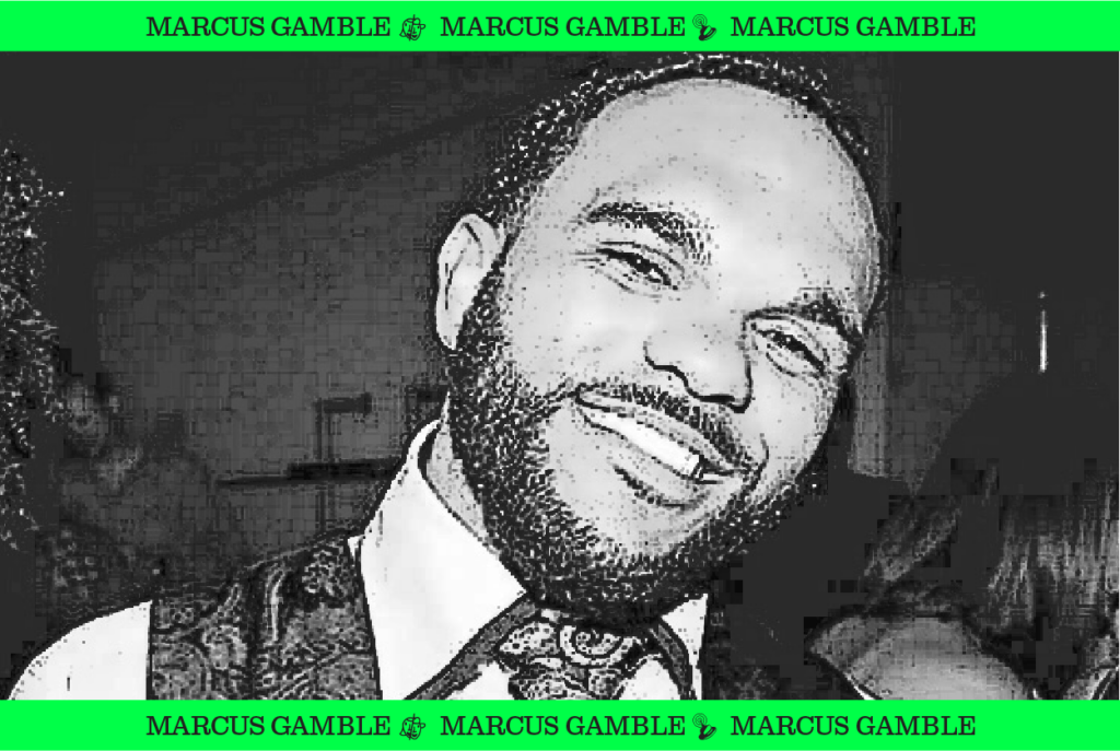 Black and white picture of Marcus Gamble, a student of Radio Connection.