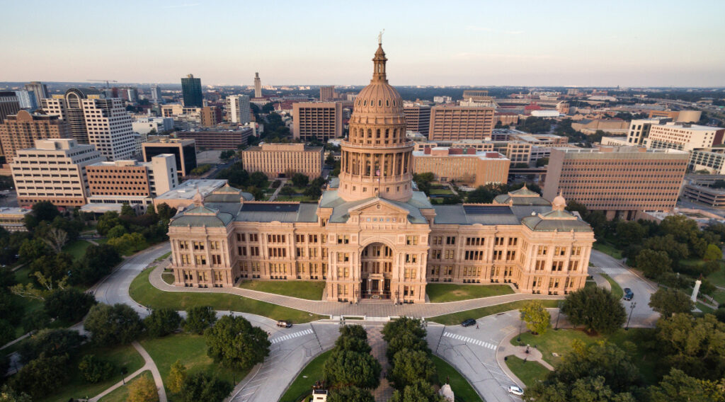 The capital building in Austin to illustrate is Texas the music capital of the world.