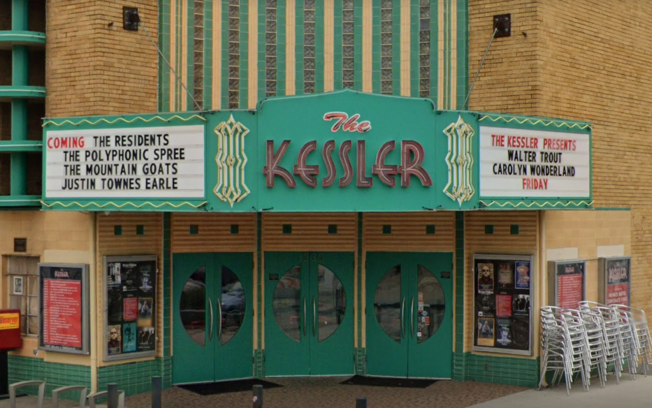 The front of The Kessler Theater to illustrate where do bands play in Dallas.
